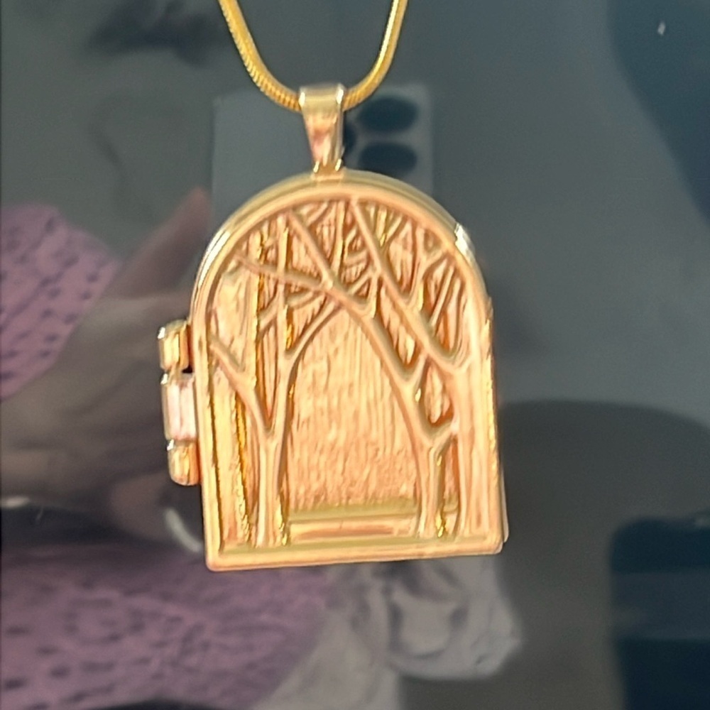 Gold Decorative Locket on 18 inch 14k Over Sterling Chain